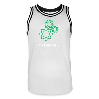 Denkende Zahnräder Design - Männer Basketball-Trikot - Weiß/Schwarz - Vorne - AI Model Male 185 dark (185cm)