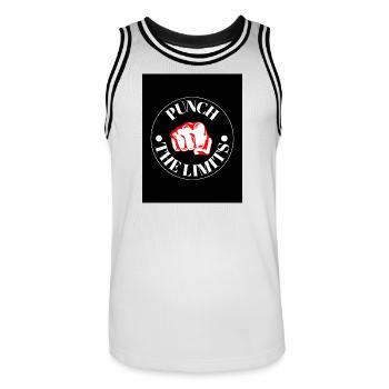 Punch the Limits Emblem - Männer Basketball-Trikot - Weiß/Schwarz - Vorne - AI Model Male 185 dark (185cm)