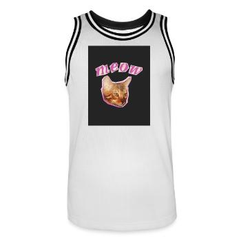 Funny Cat Print - Men's Basketball Jersey - white/black - Front - AI Model Male 185 dark (185cm)