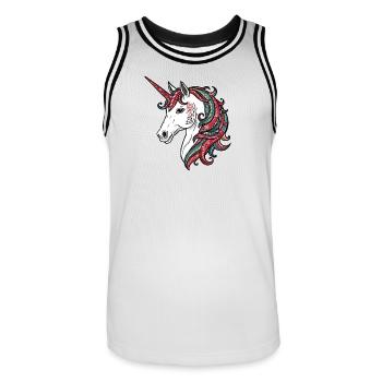 Unicorn - Men's Basketball Jersey - white/black - Front - AI Model Male 185 dark (185cm)