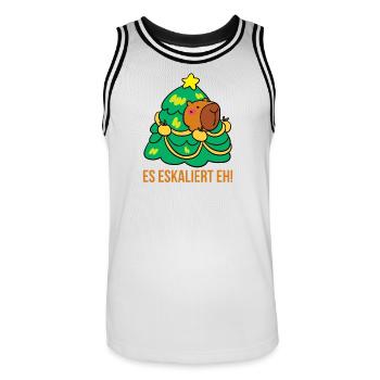 It's escalating anyway! - Men's Basketball Jersey - white/black - Front - AI Model Male 185 dark (185cm)