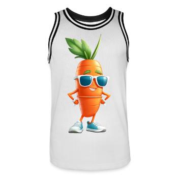 Carotte avec lunettes de soleil street style - Maillot de basket Homme - blanc/noir - Devant - AI Model Male 185 dark (185cm)