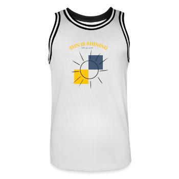Sun is shining - let ́s go outside - Men's Basketball Jersey - white/black - Front - AI Model Male 185 dark (185cm)