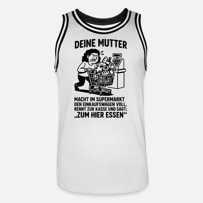 Supermarché Découvrez votre blague de maman - Maillot de basket Homme - blanc/noir