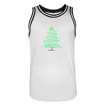 Sapin de Noël Green Doodle - Maillot de basket Homme - blanc/noir - Devant - AI Model Male 185 dark (185cm)
