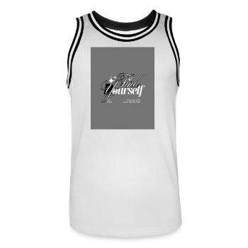 Finden Sie eine monochrome Schrift - Männer Basketball-Trikot - Weiß/Schwarz - Vorne - AI Model Male 185 dark (185cm)