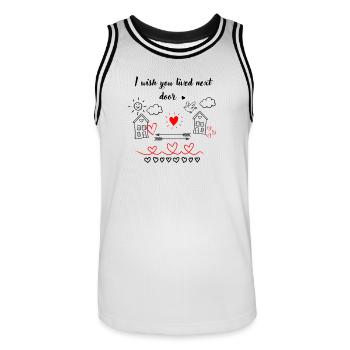Je savais que tu habitais à côté - Maillot de basket Homme - blanc/noir - Devant - AI Model Male 185 dark (185cm)