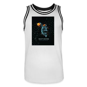 Bleu_SpaceModernSimpleT-ShirtNeverGiveUpMotivation - Maillot de basket Homme - blanc/noir - Devant - AI Model Male 185 dark (185cm)