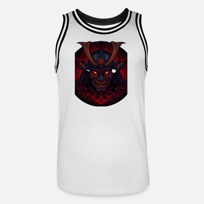 Dämonen-Samourai - Männer Basketball-Trikot - Weiß/Schwarz