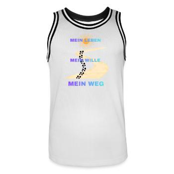 Mein Leben Mein Wille Mein Weg - Männer Basketball-Trikot - Weiß/Schwarz - Vorne - AI Model Male 185 dark (185cm)