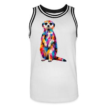 Colorful meerkat with splashes of color - Men's Basketball Jersey - white/black - Front - AI Model Male 185 dark (185cm)
