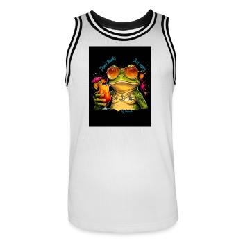 Sunny Frog Cocktail - Men's Basketball Jersey - white/black - Front - AI Model Male 185 dark (185cm)