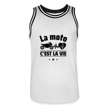 la moto c est la vie,Moto,Motard - Maillot de basket Homme - blanc/noir - Devant - AI Model Male 185 dark (185cm)