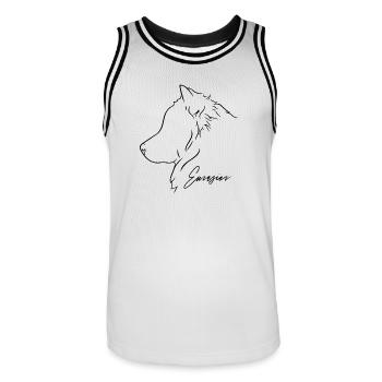 Eurasier Profil Hunde Hund Wilsigns - Männer Basketball-Trikot - Weiß/Schwarz - Vorne - AI Model Male 185 dark (185cm)