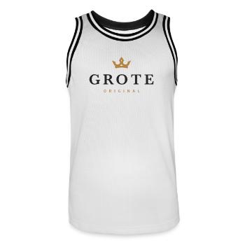 Logo original de la famille Grote - Maillot de basket Homme - blanc/noir - Devant - AI Model Male 185 dark (185cm)