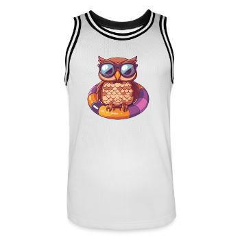 Eule Sommer Comic - Männer Basketball-Trikot - Weiß/Schwarz - Vorne - AI Model Male 185 dark (185cm)