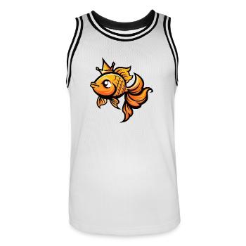 Couronne de bande dessinée Goldfish - Maillot de basket Homme - blanc/noir - Devant - AI Model Male 185 dark (185cm)