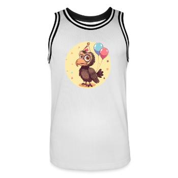 Harpy Bird Birthday Comic - Men's Basketball Jersey - white/black - Front - AI Model Male 185 dark (185cm)