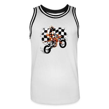 Supermoto Racing - Supermotard - Men's Basketball Jersey - white/black - Front - AI Model Male 185 dark (185cm)