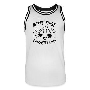 Joyeuse première fête des pères - Maillot de basket Homme - blanc/noir - Devant - AI Model Male 185 dark (185cm)