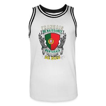 Portugais Grâce de Dieu - Maillot de basket Homme - blanc/noir - Devant - AI Model Male 185 dark (185cm)