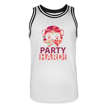 Party Hard - Männer Basketball-Trikot - Weiß/Schwarz - Vorne - AI Model Male 185 dark (185cm)
