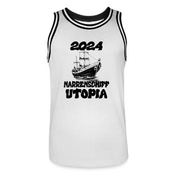 Ship of Fools Utopi 2024 - Dates - Maillot de basket Homme - blanc/noir - Devant - AI Model Male 185 dark (185cm)