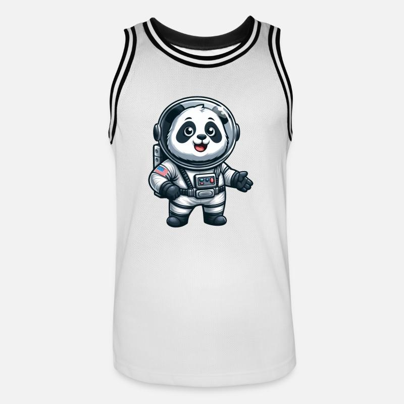 Panda astronaute dans l’espace - Maillot de basket Homme - blanc/noir
