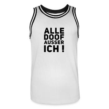 ★ Alle doof ausser ich! ★ - Männer Basketball-Trikot - Weiß/Schwarz - Vorne - AI Model Male 185 dark (185cm)
