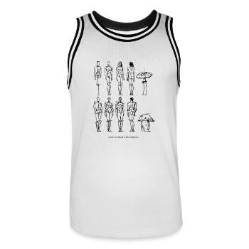 how to draw a mushroom / Pilze / Kunst - Männer Basketball-Trikot - Weiß/Schwarz - Vorne - AI Model Male 185 dark (185cm)