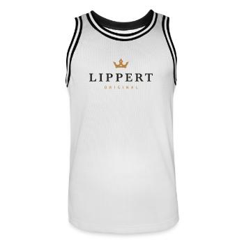 Lippert Original Familienlogo - Männer Basketball-Trikot - Weiß/Schwarz - Vorne - AI Model Male 185 dark (185cm)