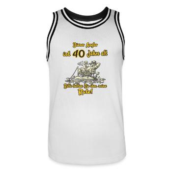 Dieser Angler ist 40 Jahre Geburtstag RAHMENLOS G - Männer Basketball-Trikot - Weiß/Schwarz - Vorne - AI Model Male 185 dark (185cm)