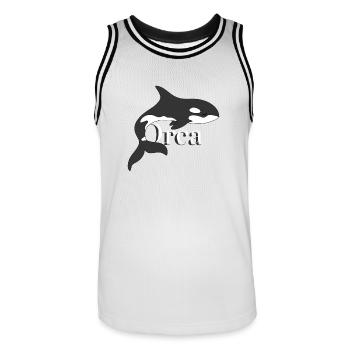 Orca Dream – Épaulard majestueux - Maillot de basket Homme - blanc/noir - Devant - AI Model Male 185 dark (185cm)