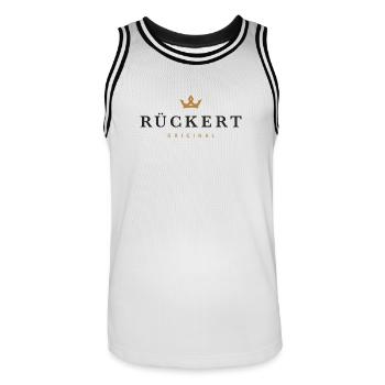 Rückert Original Familienlogo - Männer Basketball-Trikot - Weiß/Schwarz - Vorne - AI Model Male 185 dark (185cm)