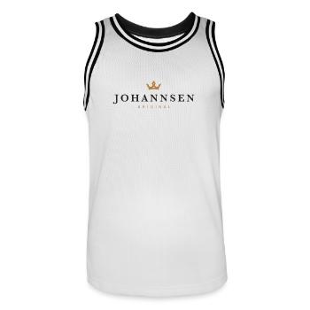 Johannsen Original Family Logo - Men's Basketball Jersey - white/black - Front - AI Model Male 185 dark (185cm)