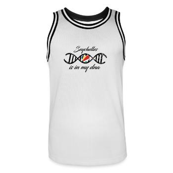 love my dns dna land country Seychelles - Maillot de basket Homme - blanc/noir - Devant - AI Model Male 185 dark (185cm)