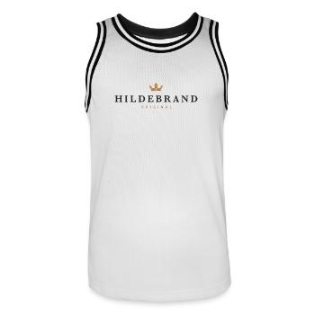 Hildebrand Original Family Logo - Men's Basketball Jersey - white/black - Front - AI Model Male 185 dark (185cm)