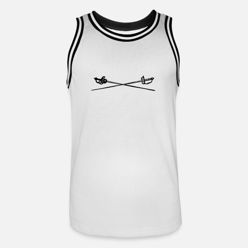 Escrime épée fleurette parade samurai12 - Maillot de basket Homme - blanc/noir