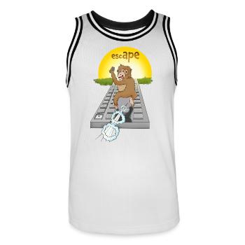 Humorous monkey design with keyboard - Men's Basketball Jersey - white/black - Front - AI Model Male 185 dark (185cm)