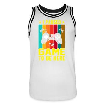 I Paused Game To Be Here - Men's Basketball Jersey - white/black - Front - AI Model Male 185 dark (185cm)