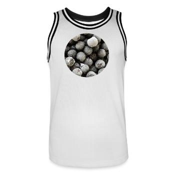 Graphique de cercle de baies congelées - Maillot de basket Homme - blanc/noir - Devant - AI Model Male 185 dark (185cm)