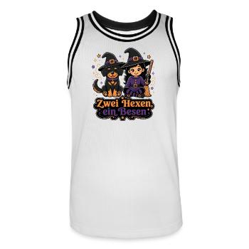 Hexen-Meute - Männer Basketball-Trikot - Weiß/Schwarz - Vorne - AI Model Male 185 dark (185cm)