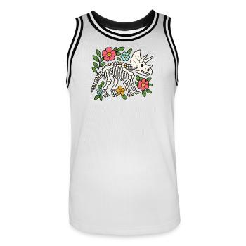 Triceratops Skelett mit Blumen - Männer Basketball-Trikot - Weiß/Schwarz - Vorne - AI Model Male 185 dark (185cm)