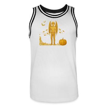 Fall Edition: Vampire Demon with Bats - Men's Basketball Jersey - white/black - Front - AI Model Male 185 dark (185cm)