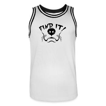 TShirt Aufdruck FIND IT - Männer Basketball-Trikot - Weiß/Schwarz - Vorne - AI Model Male 185 dark (185cm)