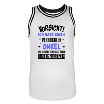 Verrückter Onkel - Männer Basketball-Trikot - Weiß/Schwarz - Vorne - AI Model Male 185 dark (185cm)
