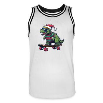 Dinosaurier stegosaurus Weihnachten Lustig - Männer Basketball-Trikot - Weiß/Schwarz - Vorne - AI Model Male 185 dark (185cm)