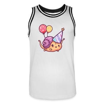 Escargot Anniversaire Bébé - Maillot de basket Homme - blanc/noir - Devant - AI Model Male 185 dark (185cm)