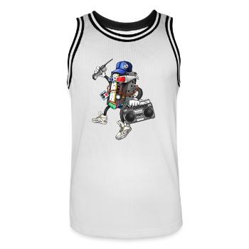 I Am The 80s - Männer Basketball-Trikot - Weiß/Schwarz - Vorne - AI Model Male 185 dark (185cm)