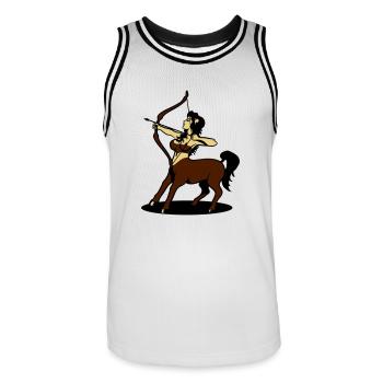 Fille de Centaure Sagittaire horoscope Amazon - Maillot de basket Homme - blanc/noir - Devant - AI Model Male 185 dark (185cm)